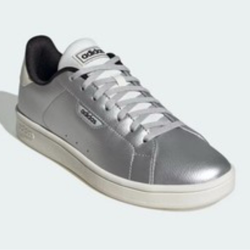 Adidas ladies Metallic Silver and White Sneakers